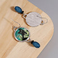 Antique Silver Black Cat Cabochon Blue Bead Drop Earrings view 3