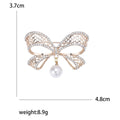 Open Bow Crystal Brooch with Pearl Drop in Two Metal Tones view 5