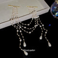 Silver Tone Pearl Chain Draped Hair Clips Decorative Jewelry view 4