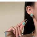 Gold Multi-Strand Oval Cabochon Necklace and Stud Earrings view 10