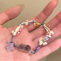 Purple Gray Or Amber Resin Cat And Star Braided Cord Bracelet view 6