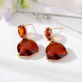 Gold Tone Fan Shape Faceted Crystal Drop Stud Earrings view 2