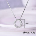 Silver Tone Pave Open Circle Pendant Necklace Box Chain view 5
