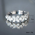 Double-Row Marquise Floral Openwork Ring In Polished Silver Tone view 5
