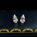 Silver Tone Pear Shape Cubic Zirconia Teardrop Stud Earrings view 3