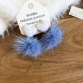 Heart Stud and Faux Fur Pom Pom Earrings Statement Fashion Jewelry view 9