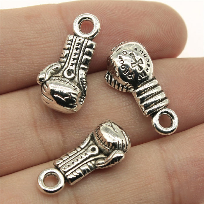 Boxing Glove Double-Sided Antique Silver Metal Charm