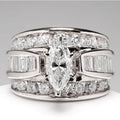 Wide Marquise And Baguette Stone Ring In Three Metal Tones view 5