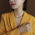 Leaf Chevron Chain Necklace And Bracelet Gold Steel Titanium view 1