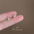 Gold Tone Clear Stone Starfish Stud Earrings For Women view 2