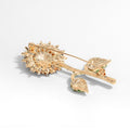Green Gold Tone Sunflower Crystal Metal Brooch Pin view 3