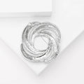 Textured Interlocking Loop Brooch in Silver or Gold view 3