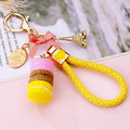 Stacked Macaron and Eiffel Tower Keychains with Braided Wrist Loops view 9