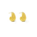 Gold and Silver Woven Teardrop Statement Stud Earrings view 5