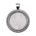 Ribbed Round Cabochon Pendant Settings in Two Antique Finishes view 1