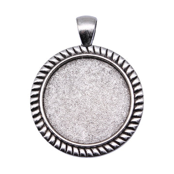 Ribbed Round Cabochon Pendant Settings in Two Antique Finishes