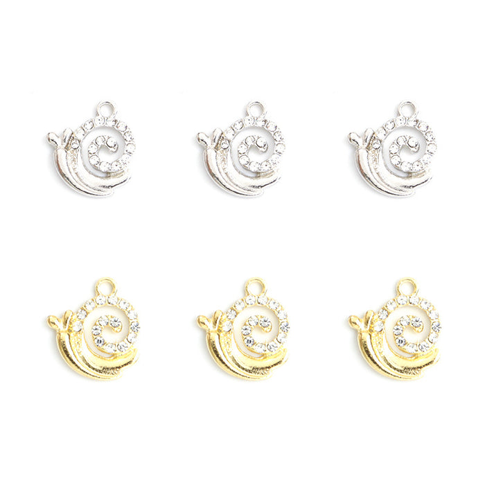 Crystal Snail Alloy Charm Pendants in Gold and Silver Tones