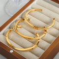 Gold Twisted Open Cuff Bangle Bracelet Smooth Finish view 3