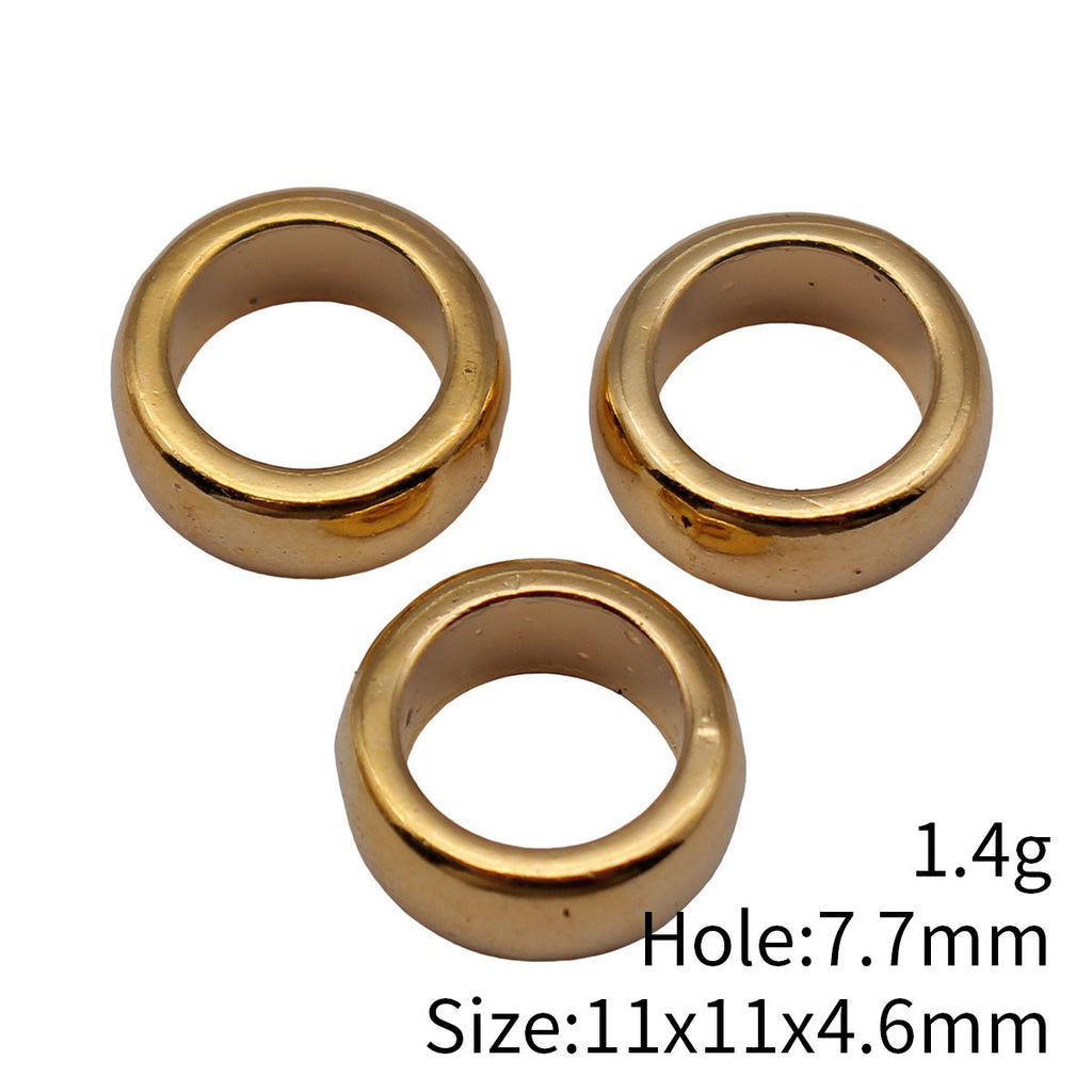 11x11x4.6mm 1.4g Bright Gold Zinc Alloy Smooth Large Hole Spacer Beads for Bracelet Necklace Jewelry Making