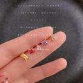 Five Piece Multicolor Mini Zircon Stud Earrings Gold Set view 2