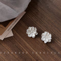 White Pearlescent Multi Petal Flower Resin Stud Earrings view 4