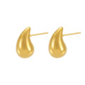 Polished Hollow Teardrop Stud Earrings Gold Silver Stainless view 5