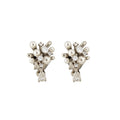 Pearl Cluster Floral Dangle Clip On Earrings With Polished Metal Details view 5