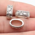 15x10x6.2mm 2.1g Antique Silver Zinc Alloy Oval Triangle Pattern Large Hole Beads for Bracelet Making