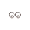 Silver Tone Hoop Earrings with Matte Round Bead Charm view 5