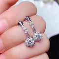 Silver-Tone Brass CZ Drop Earrings with a Three-Stone Post Bar view 2