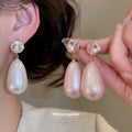 Crystal Stud Teardrop Pearl Style Earrings in Two Colors view 2