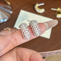Gold and Silver Pearl Look C Shape Huggie Stud Earrings view 7