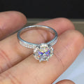 Silver Tone Round Clear Stone Six Prong Halo Band Ring view 2