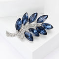 Curved Crystal Wheat Spray Brooch in 4 Color Options view 3