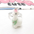 Flocked White Alpaca Llama Keychains Metal Rings 6 Styles view 6