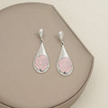 Rose Enamel Teardrop Long Dangle Stud Earrings in Three Colors view 6