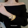 Matte Double Leaf Hinged Bracelet In Silver Tone Or Gold Tone view 4