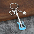 Metal Guitar Keychain With Star Charm And Heart Clasp, 24 Styles view 8