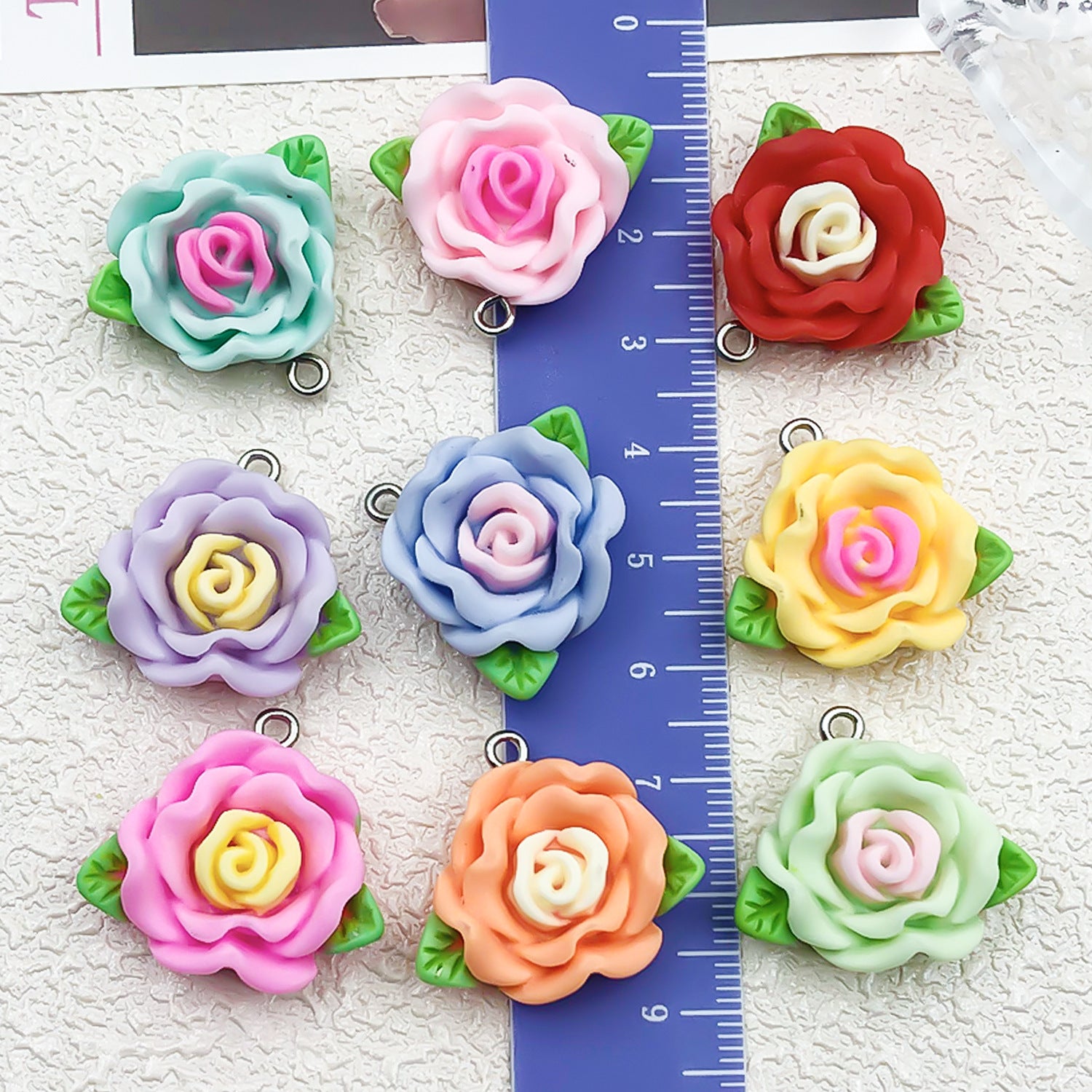 Resin 3D Camellia Flower charm pendant for DIY bag charm necklace keychain making