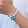 Pearl Shell Stretch Bracelet Turquoise Starfish Shell Charm view 4