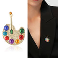 Colorful Artist Palette Brooch with Polished Metal and Decorative Accents view 2