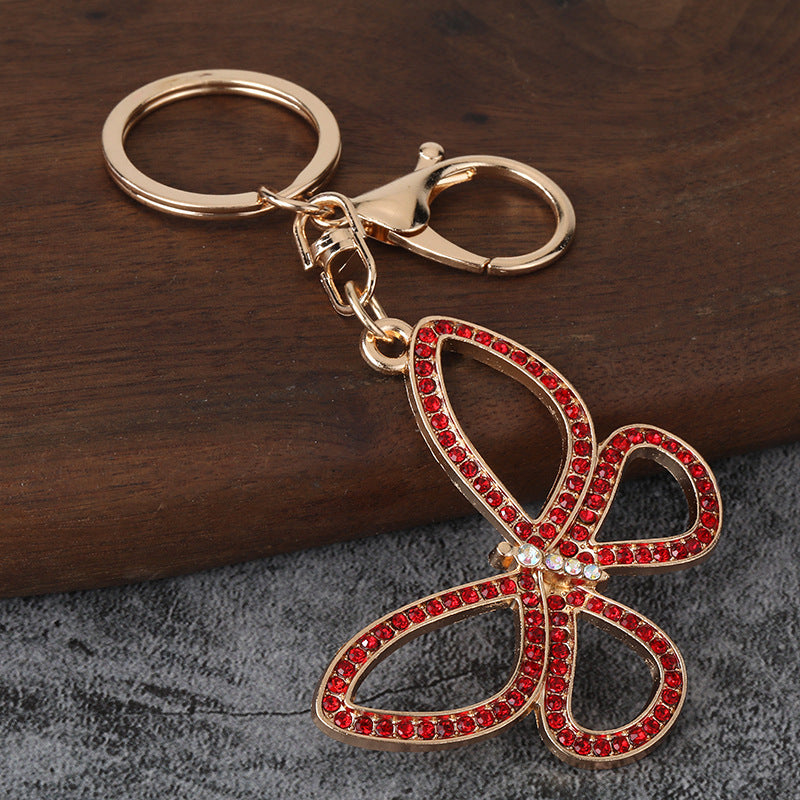 Hollow Butterfly Rhinestone Keychain Metal Car Key Ring Bag Charm