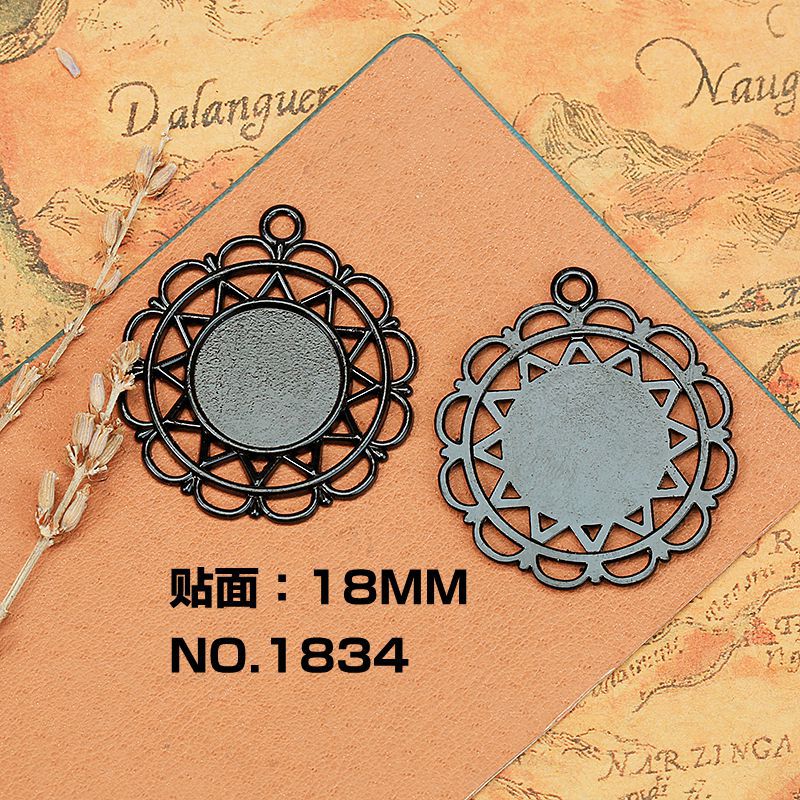 Black Alloy Cabochon Pendant Tray for Necklace Making