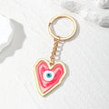 Gold Frame Marbled Resin Heart Evil Eye Keychain 5 Colors view 2