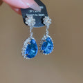 Colorful Teardrop Crystal Flower Drop Earrings Fashion Jewelry for Women view 7