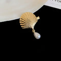 Metal Seashell Duckbill Hair Clips Pearl Drop or Chain Four view 9