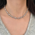 Gray Pearl Beaded Star Necklace with Distinctive Textured Details view 3
