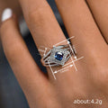Silver Tone Blue Cushion Halo Multi Band Ring Sizes 6-10 view 4