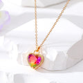 Gold Tone Iridescent Faceted Heart Pendant Necklaces in Six Colors view 4