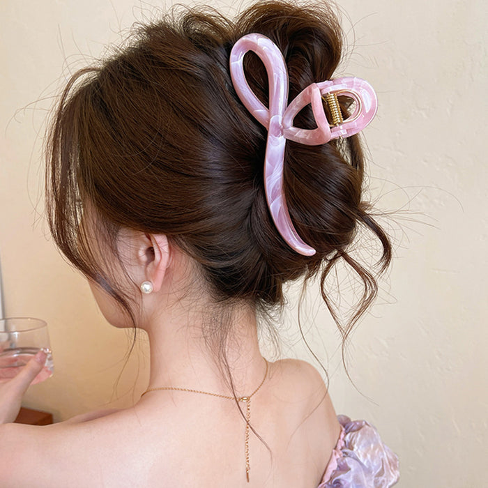 Marbled Loop Acrylic Hair Claw In Pale Pink Or Black